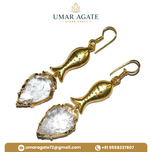 Fashion <b>Real</b> Touch Carved Raw Stone Boho <b>Crystal</b> Lear Quartz Arrowhead Drop Earrings Jewelry for Women Chinese New Year Gift - Product Image 4