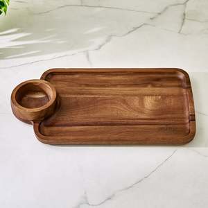 Bol à chips et à sauce en bois d'acacia, fabrication artisanale, nouveau design, de la marque Chefs Pride - Product Image 3