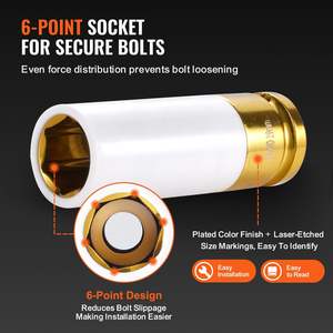 6-Point <b>Deep</b> <b>Socket</b> <b>Set</b> 1/2 in Drive Metric and SAE <b>Impact</b> Lug Nut Compatible - Product Image 4