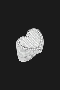 Moissanite Heart <b>Ring</b> Iced Out Heart Shaped Statement <b>Ring</b> <b>Mens</b> Womens Bridal Wedding Anniversary Gift Hip Hop Luxury Fine Jewel - Product Image 2