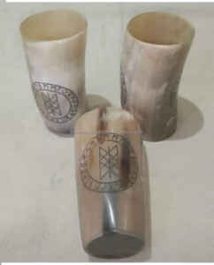 Personalizado exquisito Vintage oso bebiendo Koi taza hecha a mano cuerno Natural corto antiguo tallado estilo Animal negocio perfecto - Product Image 4