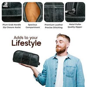 Sac de voyage de grande capacité en cuir véritable unisexe avec logo personnalisé, fermeture éclair, poignée souple, durable, tendance, imperméable, pour maquillage et toilette - Product Image 4