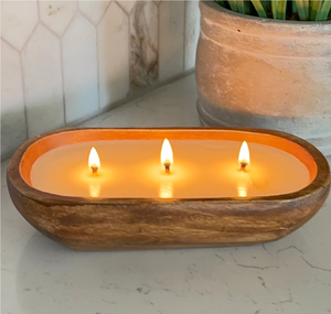 Cuenco de madera 100% natural para velas y decoración del hogar, portavelas rectangular de madera. - Product Image 6
