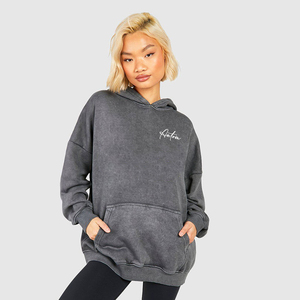 New Arrival Womens Cotton Fleece Pullover Hoodie For Autumn <b>Winter</b> Sports Gym Workout Hooded Collar With Front Logo For Girls - Product Image 2