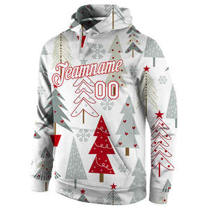 Sudadera con Capucha Personalizada con Estampado Navideño, Transpirable, con Bolsillos, en Rojo/Verde, Material de Poliéster, Personalización Frontal - Product Image 3
