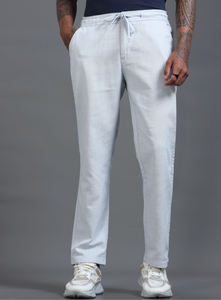 Premium Cotton <b>Trousers</b> For <b>Men</b> Off <b>White</b> Solid Regular Fit Casual Woven Pants For Comfortable Everyday Wear And Summer Styling - Product Image 4