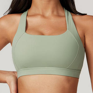 Soutien-gorge de sport personnalisé avec logo sur le devant pour femmes à forte poitrine, dos nageur, maintien moyen, compression, col ras du cou - Product Image 3