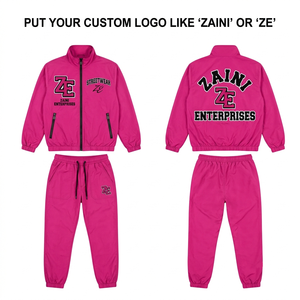 ZAINI Premium 300 Grams <b>Knitted</b> Polyester Windbreaker Suit Men Winter Hooded Front Blue Black Heat-Transfer Printing Logo OEM - Product Image 1