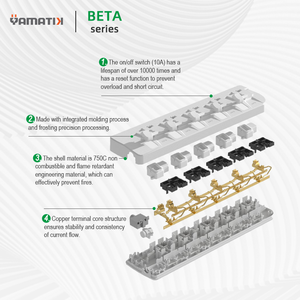 Regleta de Enchufes Universal para Oficina, 3 Tomas de Corriente Alterna, Alta Calidad, 10A, 3 Vías, 2500W, Estándares UK y CN, Enchufe de Extensión Multi-Toma - Product Image 4