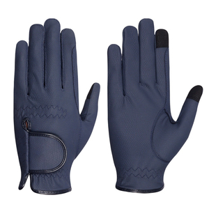 Guantes de equitación personalizados al por mayor con texto, correa, malla brillante y cuero PU, hechos en Pakistán. - Product Image 1