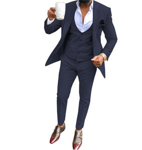 ชุดสูทผู้ชายสามชิ้นทรงเข้ารูป แบรนด์ WARPRO INDUSTRY รุ่น MTM Fit Bespoke ปกบาก กระดุมแถวเดียว ผ้าขนสัตว์ ทรงสลิมทันสมัย เหมาะสำหรับธุรกิจ พร้อมกางเกงจีบ - Product Image 1