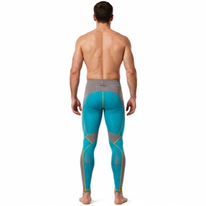 Leggings de compression intégrale pour hommes, couleur personnalisée, motif géométrique, taille à cordon de serrage, pour l'entraînement - Product Image 2