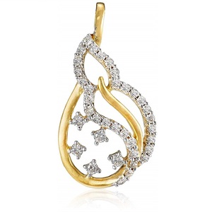 Collier pendentif en or avec diamants de laboratoire taille ronde en cristal de strass, inspiré des végétaux botaniques, bijoux de mode haut de gamme - Product Image 1