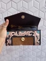 Dompet Clutch Kulit Sapi Asli Ukiran Tangan Vintage Model Terbaru 2026, Bergaya, Penutup Kancing, Serbaguna untuk Sehari-hari dan Acara Malam