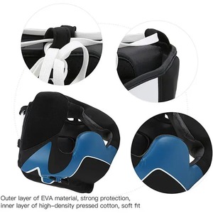 Protège-tête de boxe réglable avec sangles en dentelle, casque de protection MMA en cuir pour le kick-boxing et les arts martiaux - Product Image 3