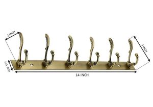 Modern Wall Mounted <b>Coat</b> <b>Rack</b> With 6 Brass Hooks For Clothing Storage On Red Wall - Product Image 2