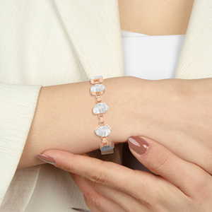 Pulsera de Oro Rosa de 18k con Acabado de Alta Calidad, Diseño de Cadena con Engaste de Bisel, Estilo Cierre de Pez, Piedra Herkimer Negra Natural, Regalo - Product Image 2