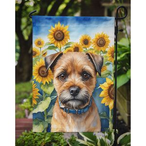 Bandera de jardín Border Terrier y girasoles, ilustraciones multicolores para Patio y patio, Bandera de buzón decorativa para camas de flores - Product Image 3