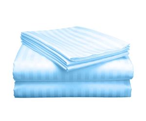 Drap de lit léger 100% coton et lin rayé 400 TC compte de fil élevé pour le confort durabilité Portable et plié - Product Image 3