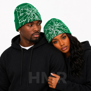 Gorro de Invierno HMR Sisterhood Brotherhood, Gorro de Punto Acrílico Verde, Estilo Urbano, Unisex, Informal, Bordado, Elegante - Product Image 5