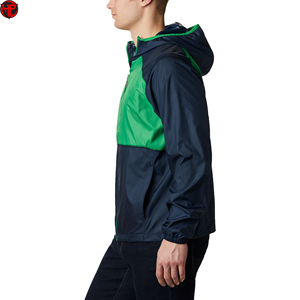 Chaqueta Cortavientos con Capucha para Hombre, Diseño Color Block Verde Marino, Poliéster, Casual, Otoño, Cierre Frontal con Cremallera, Corte Regular, para Correr - Product Image 3