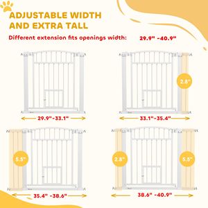 Cancello per Animali Domestici Extra Largo da 30-41 Pollici con Porta per Gatti, Kit di Estensione da 3 e 5,5 Pollici, Altezza 30 Pollici - Product Image 4