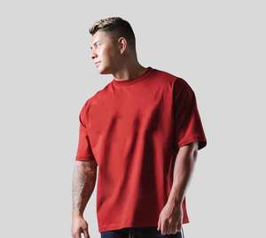 T-shirt décontracté surdimensionné pour homme, 100 % coton épais 250 g, sans coutures, respirant, délavé à l'acide, idéal pour la gym et le streetwear - Product Image 4
