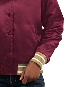 Veste de baseball en satin pour femmes de couleur unie avec fermeture éclair Veste universitaire de basket-ball pour femmes de bonne qualité - Product Image 3