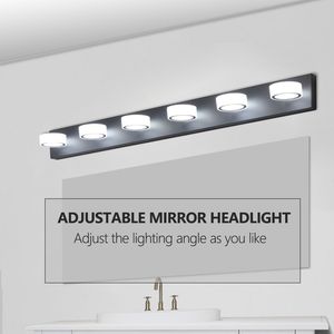 Sleek 45\" Modern 6-<b>Light</b> LED <b>Vanity</b> <b>Light</b> Sleek Black Wall Fixture for Bathroom <b>Mirror</b> & Shower Decor - Product Image 5