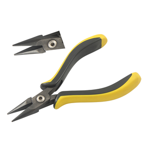 120mm Chain Nose Precision Pliers Smooth Jaws Spring Yellow Black Ergo Handles Lap Joint Jewelry Black Oxide Crimping Fishing - Product Image 1