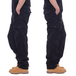 Pantalon cargo d'hiver pour homme en coton épais, multi-poches, utilitaire, écologique, respirant, taille élastique, coupe droite, robuste - Product Image 3