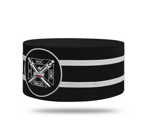 Silver Bullion Ceremonial Regalia <b>Cap</b> Knights Templar Black Crown <b>Cap</b> - Hoc Signo Vinces Silver Embroidered <b>Hat</b> - Product Image 2