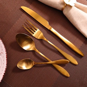 Ensemble d'argenterie dorée moderne en acier inoxydable, collection de couteaux, fourchettes et cuillères, résistant à la rouille, ustensiles de table pour mariage - Product Image 6