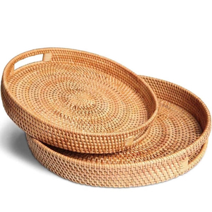 ถาดและตะกร้าหวายสานมือรักษ์โลก ทนทาน ตกแต่งบ้าน งานฝีมือ - Product Image 2