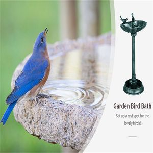 Mangiatoia per Uccelli Verde Scuro con Base a Vaso Decorativa per il Giardino - Product Image 1