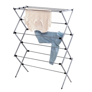 Elegante tendedero plegable de acero inoxidable con varios niveles para secar ropa en interiores, personalización disponible. - Product Image 3