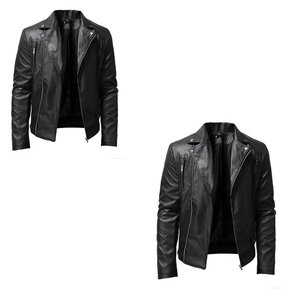 LUXMONT WA-005 Men's Winter <b>Motorcycle</b> <b>Leather</b> <b>Jacket</b> <b>Armor</b> Padding Cotton Half Zip Closure Windproof Breathable Quick Dry Stand - Product Image 1