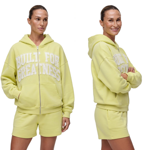 Ensemble de shorts amples en molleton de coton 450 avec fermeture éclair pour femme, broderie personnalisée, shorts en molleton de coton épais, deux pièces pour femme - Product Image 1