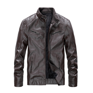 Fall Winter <b>Men's</b> Genuine Leather <b>Jacket</b>-Best Quality Breathable Eco-Friendly Anti-Bacterial Stand Front Logo Custom Color - Product Image 3