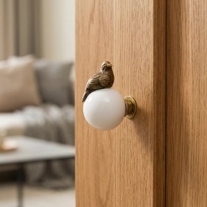 Resin Wood Metal Bird Perched Cabinet <b>Knob</b> & Drawer Handle Modern Design for Bedroom Kitchen Home Office Furniture - Product Image 1