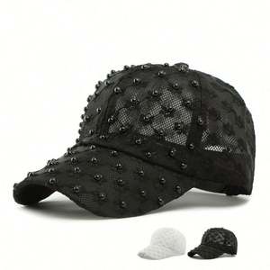 Nueva Gorra de Béisbol con Diseño Étnico de Perlas y Flores, Transpirable, con Encaje, para Mujer, Protección Solar, Moderna, para Playa y Deportes - Product Image 1