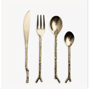 Ensemble de couverts en acier inoxydable de qualité supérieure, texture martelée, couleur or, pour la maison, les mariages et la présentation de table. - Product Image 4