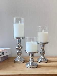 Porte-bougie en verre ambré moderne avec base dorée, centre de table décoratif pour mariage, salle à manger, salon - Product Image 5