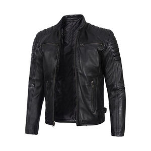 Blouson en cuir PU marron vintage pour homme avec capuche amovible, coupe ajustée décontractée, style motard, grande taille - Product Image 5