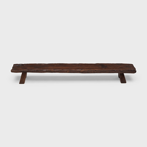 Banc bas d'extérieur rustique en bois d'orme récupéré, plateau épais, pieds évasés, tabouret en bois écologique, durable et résistant à l'eau pour l'extérieur - Product Image 3