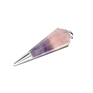 Péndulo curador de cristal para chakras, cadena de cristal de cuarzo con 12 facetas, venta al por mayor - Product Image 4