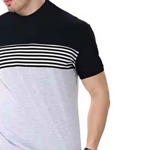 Camiseta de hombre de alta calidad, fabricada en fábrica, con bloques de color, manga corta, para entrenamiento físico, en venta. - Product Image 6