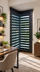 Store enrouleur électrique zébré double couche jour/nuit personnalisé, contrôle de la lumière et de la confidentialité, design moderne uni, petite quantité OEM - Product Image 1