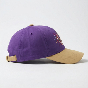 Purple Baseball Cap With Red White <b>Gold</b> Embroidered Logo 6-Panel Unisex Adjustable Cotton Hat Casual Style - Product Image 2
