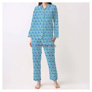 Indian Cotton Night Wear Pj Set Dress Soft Cotton Spring/Summer Floral/Character/Letter/Pattern/Vacation/Coconut <b>Tree</b> Pattern - Product Image 4